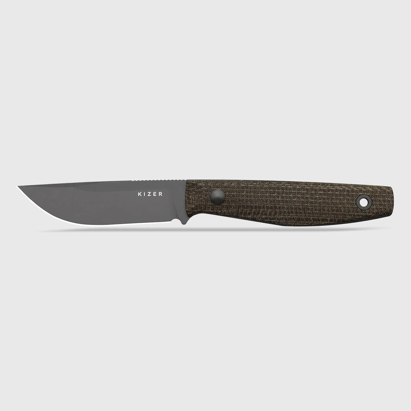 Kizer Dingo | Modified Drop Point | AEB-L | Micarta | Gray PVD Coating & Stonewashed | KizerV™ 1121A1 product photo