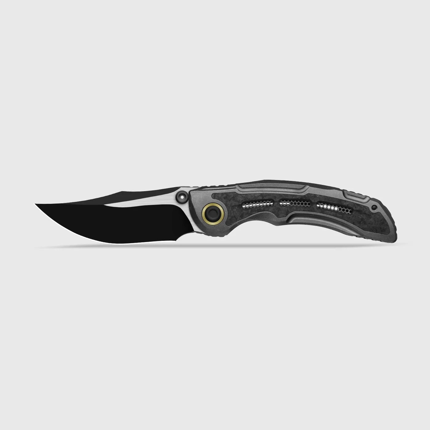Kizer SILVER WING-LITE | S45VN+Black PVD Coating & Flat Brushed+Flat Grind | Titanium & Carbon Fiber | KizerB™ ZX-FK09A1 product photo