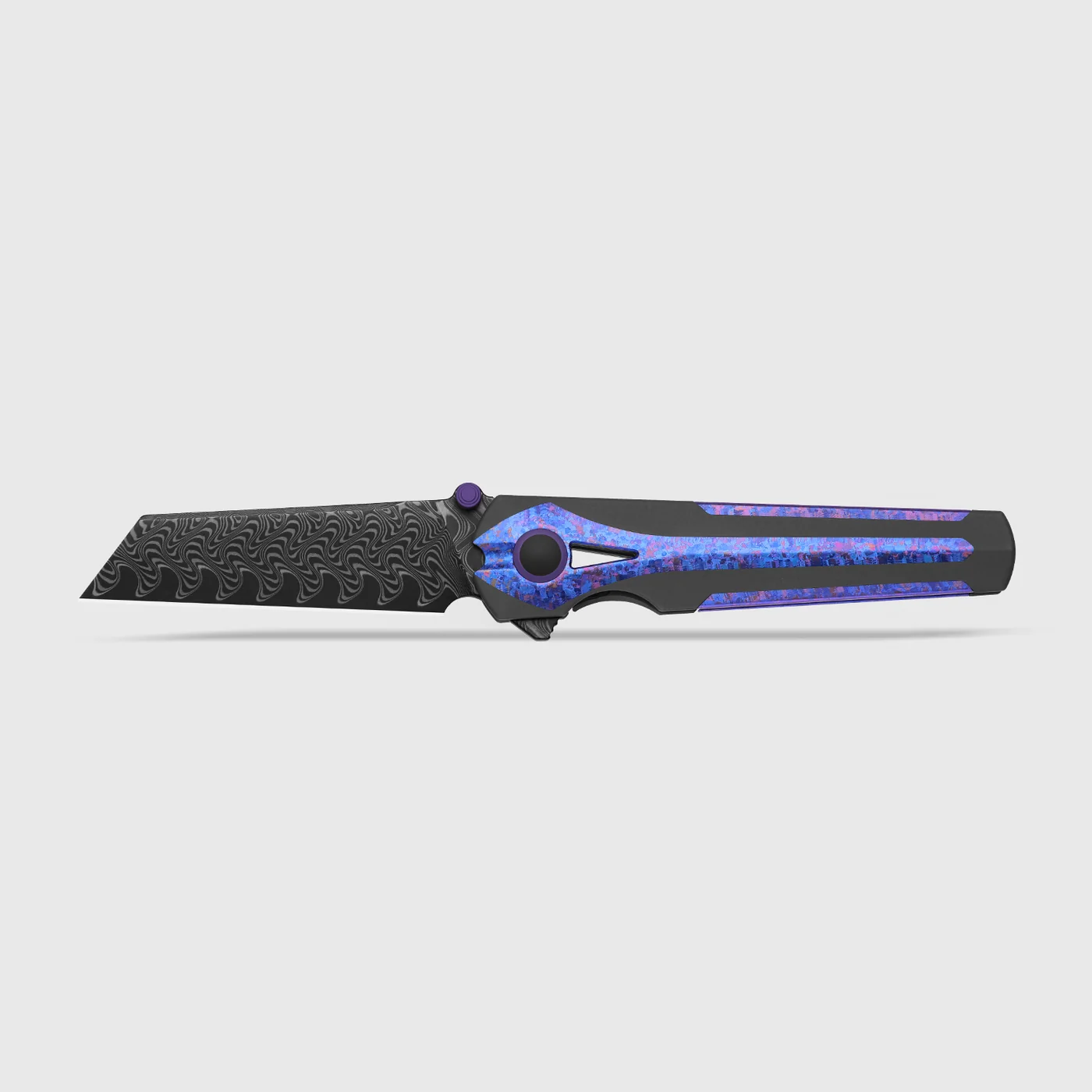 Kizer Staff | Frame Lock | Damascus | Titanium & Crystallized Titanium | Acid-Washed Finish | KizerB™ 3795A1 product photo