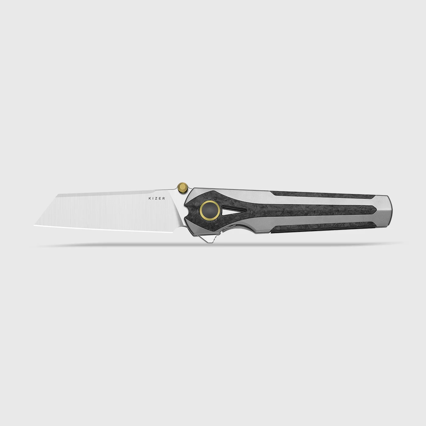 Kizer Staff | Frame Lock | S45VN | Titanium & Carbon Fiber | Satin Finish | KizerB™ 3795A2 product photo